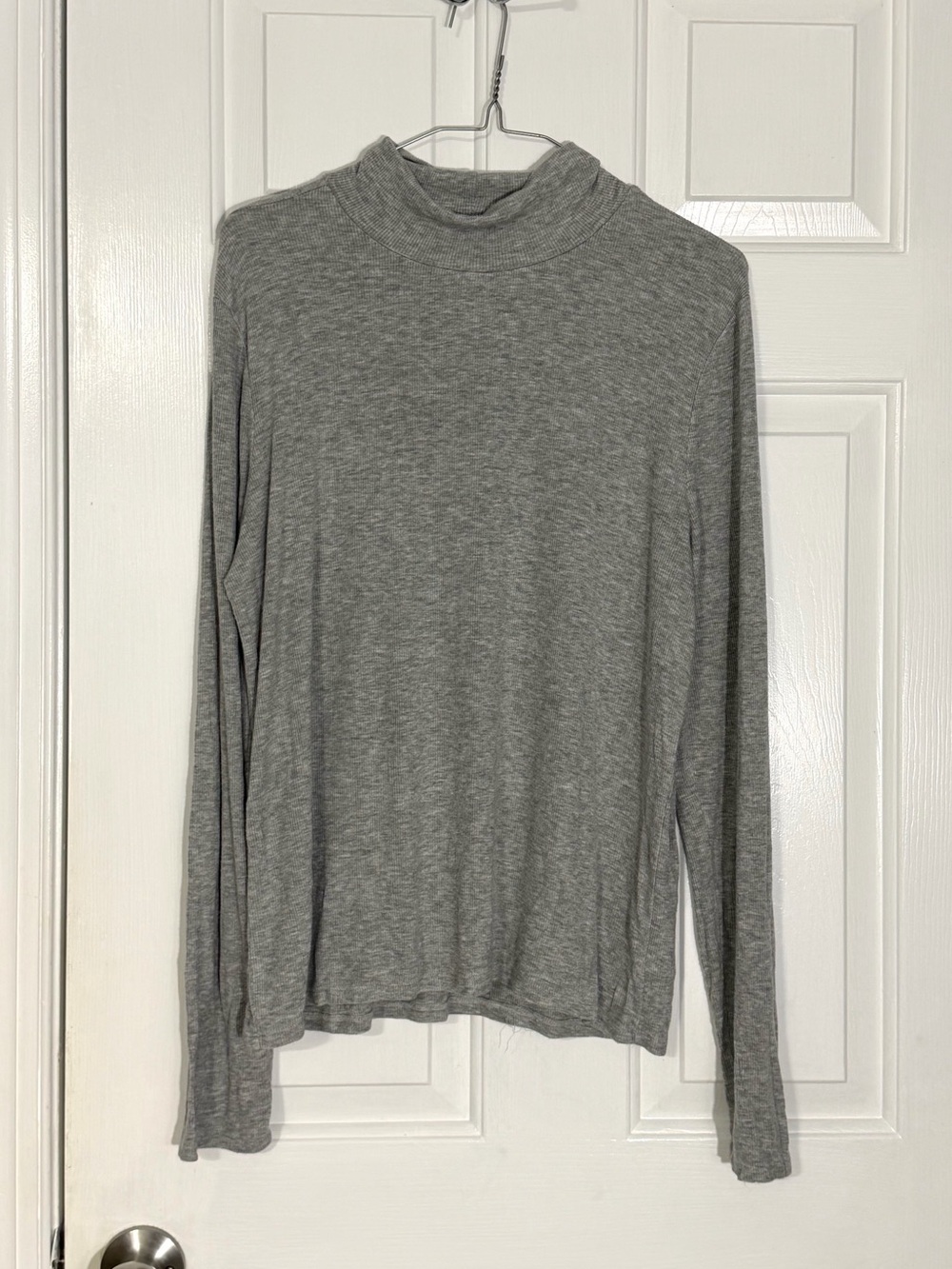 AE Soft and Sexy Ribbed Mock Neck Top Heather Gray XL